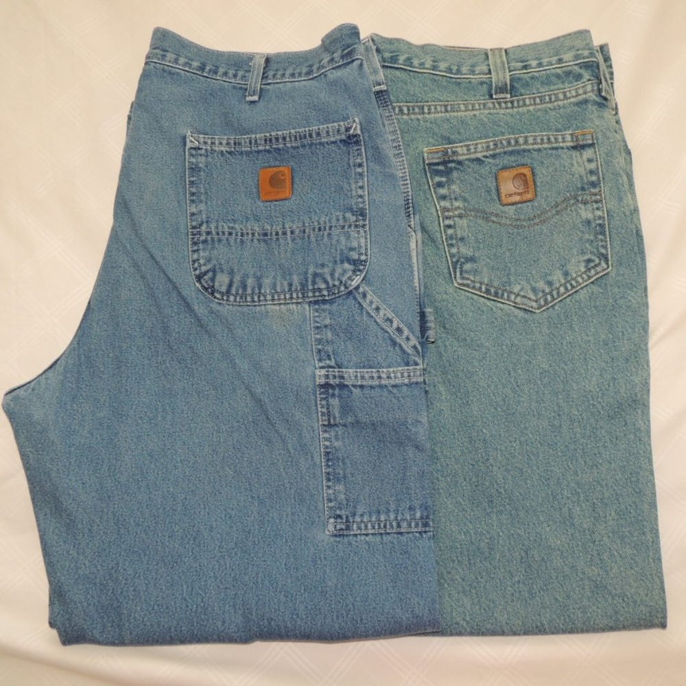 LOT OF 2 MENS CARHARTT Denim Jean Pants 38 x 30